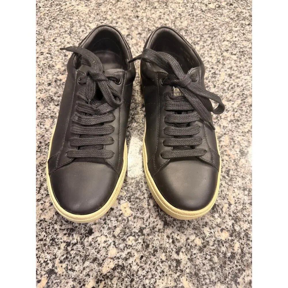 Saint Laurent Court Classic SL/06 Black Leather Sneakers Size 36